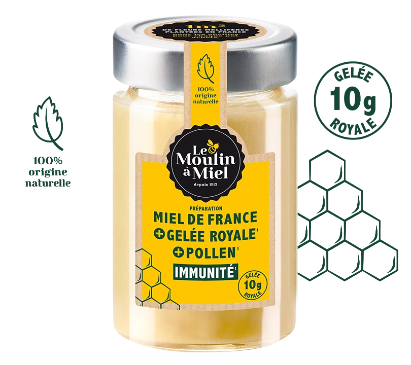 Préparation miel de France, gelée royale et pollen immunité