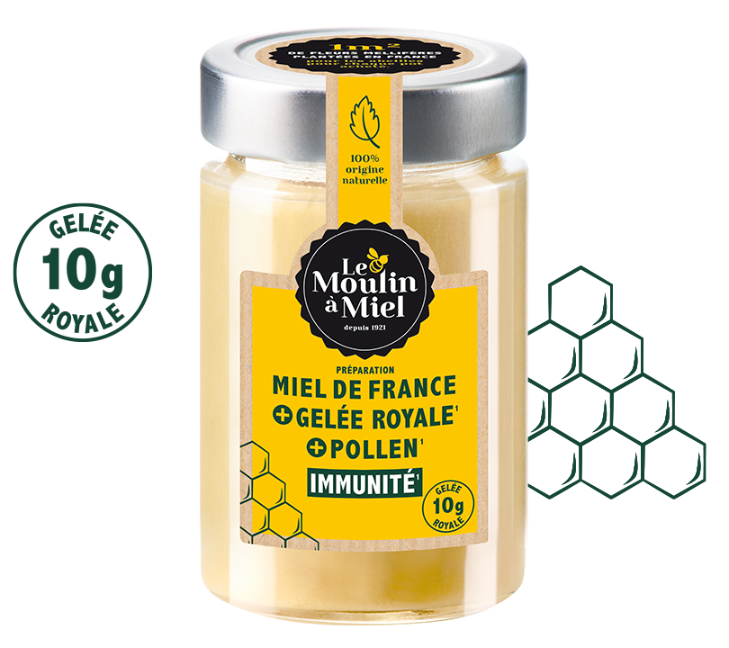 Préparation miel de France, gelée royale et pollen immunité