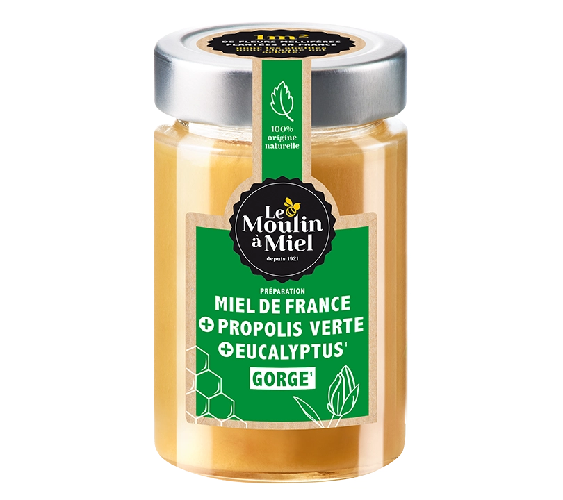Préparation miel de France, propolis verte et eucalyptus gorge
